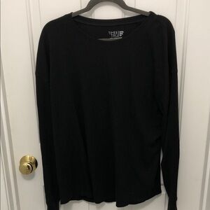 Time and Tru Black Waffle Knit Long Sleeve Shirt